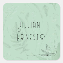 シダのある谷のユリ || ソフト・グリーン（グラフィック付き） スクエアシール