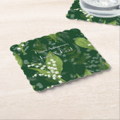 シダのある谷のユリ || ダークグリーンカスタム ペーパーコースター (アングル)