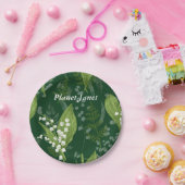 シダのある谷のユリ || ダークグリーンカスタム ペーパープレート (パーティー)