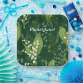 シダのある谷のユリ || ダークグリーンカスタム ペーパープレート (パーティー)