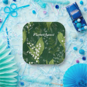 シダのある谷のユリ || ダークグリーンカスタム ペーパープレート (パーティー)