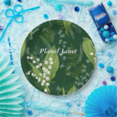 シダのある谷のユリ || ダークグリーンカスタム ペーパープレート (パーティー)