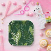 シダのある谷のユリ || ダークグリーン非カスタム ペーパープレート (パーティー)