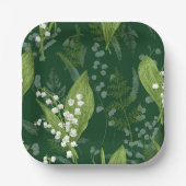 シダのある谷のユリ || ダークグリーン非カスタム ペーパープレート (正面)