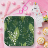 シダのある谷のユリ || ダークグリーン非カスタム ペーパープレート (パーティー)