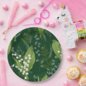 シダのある谷のユリ || ダークグリーン非カスタム ペーパープレート (パーティー)