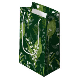 シダのある谷のユリ || ダークグリーン スモールペーパーバッグ