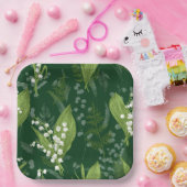 シダのある谷のユリ || ダークグリーン ペーパープレート (パーティー)