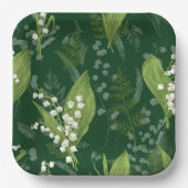 シダのある谷のユリ || ダークグリーン ペーパープレート (正面)