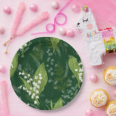 シダのある谷のユリ || ダークグリーン ペーパープレート (パーティー)