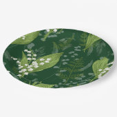 シダのある谷のユリ || ダークグリーン ペーパープレート (アングル)