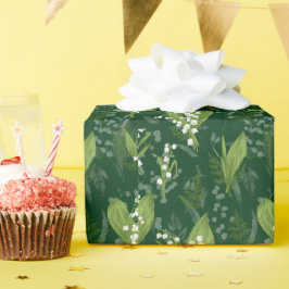 シダのある谷のユリ || ダークグリーン ラッピングペーパー