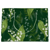 シダのある谷のユリ || ダークグリーン ラージペーパーバッグ (正面)