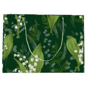 シダのある谷のユリ || ダークグリーン ラージペーパーバッグ (裏面)