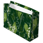 シダのある谷のユリ || ダークグリーン ラージペーパーバッグ (正面アングル)