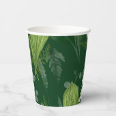 シダのある谷のユリ || ダークグリーン 紙コップ (裏面)