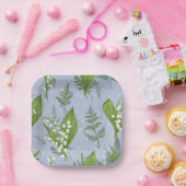 シダのある谷のユリ || ライトブルー ペーパープレート (パーティー)