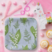 シダのある谷のユリ || ライトブルー ペーパープレート (パーティー)