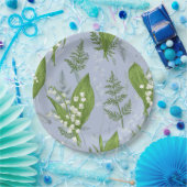 シダのある谷のユリ || ライトブルー ペーパープレート (パーティー)