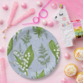 シダのある谷のユリ || ライトブルー ペーパープレート (パーティー)