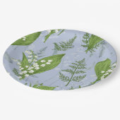 シダのある谷のユリ || ライトブルー ペーパープレート (アングル)