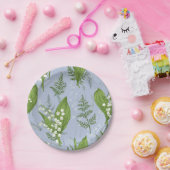 シダのある谷のユリ || ライトブルー ペーパープレート (パーティー)