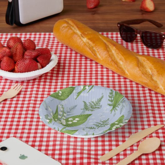 シダのある谷のユリ || ライトブルー ペーパーボウル (ピクニック)