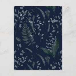 シダのある谷のユリ || 深い青 ポストカード