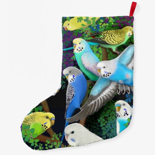 シダのクリスマスのストッキングのBudgieのインコ ラージクリスマスストッキング (裏面)