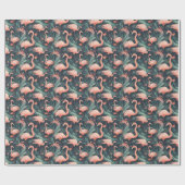 シダのピンクのフラミンゴ ラッピングペーパー (フラット)