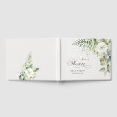 シダのユーカリグリーン 葉 ブライダルシャワー ゲストブック (全面)