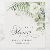 シダのユーカリグリーン 葉 ブライダルシャワー ワインラベル (シングルラベル)