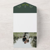 シダのユーカリ手描き緑ダークグリーン オールインワン招待状 (外側)