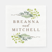 シダのユーカリ手描き緑結婚の スタンダードランチョンナプキン (正面)