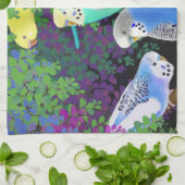 シダの台所タオルのセキセイインコ キッチンタオル (折り畳み)