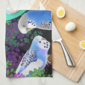 シダの台所タオルのセキセイインコ キッチンタオル (四つ折り)