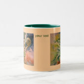 シダの広がる水彩画のファインアート ツートーンマグカップ (中央)