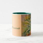 シダの広がる水彩画の感謝のマグ ツートーンマグカップ (中央)