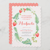 シダの招待状が付いているいちご 招待状 (正面/裏面)