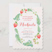 シダの招待状が付いているいちご 招待状 (正面)