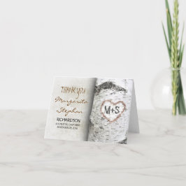 シダの木のハート - 素朴な木の結婚式のお礼 サンキューカード