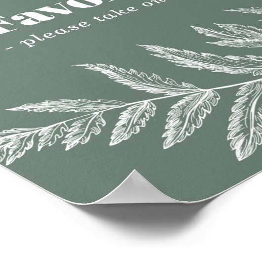 シダの植物シャワーまたはウェディングフェイバーの看板 ポスター (角)