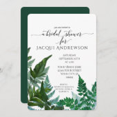 シダの群葉の森林植物のブライダルシャワー 招待状 (正面/裏面)
