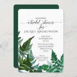 シダの群葉の森林植物のブライダルシャワー 招待状
