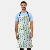 シダの花シームレスな自然パターン エプロン (着用した状態)