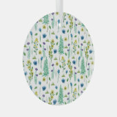 シダの花シームレスな自然パターン ガラスオーナメント (正面右)