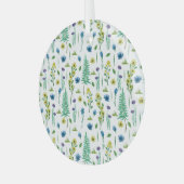 シダの花シームレスな自然パターン ガラスオーナメント (正面左)