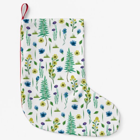 シダの花シームレスな自然パターン スモールクリスマスストッキング (正面)