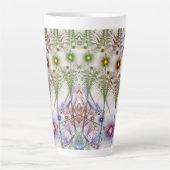 シダの花抽象芸術 カフェラテマグ (正面)