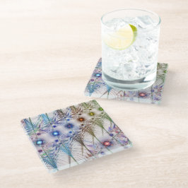 シダの花抽象芸術 ガラスコースター